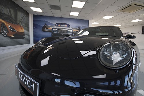 Black Porsche 911 turbo front light