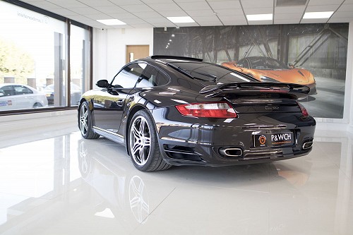 Black Porsche 911 turbo back
